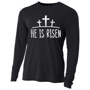 Easter He Is Risen Cross Religious Christian Cooling Performance Long Sleeve Crew