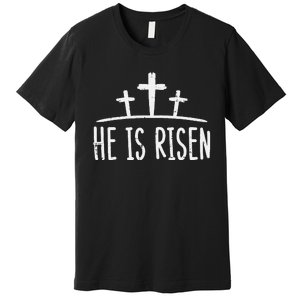 Easter He Is Risen Cross Religious Christian Premium T-Shirt