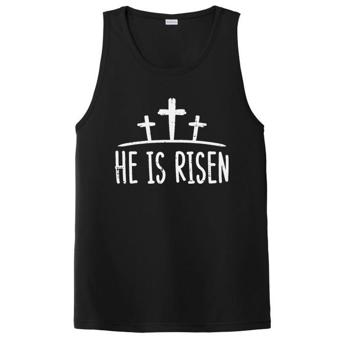 Easter He Is Risen Cross Religious Christian PosiCharge Competitor Tank