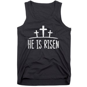 Easter He Is Risen Cross Religious Christian Tank Top