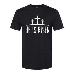 Easter He Is Risen Cross Religious Christian Softstyle CVC T-Shirt