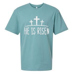 Easter He Is Risen Cross Religious Christian Sueded Cloud Jersey T-Shirt