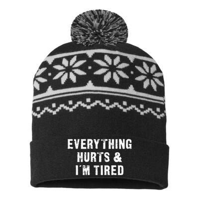 Everything Hurts & IM Tired Funny Workout USA-Made Snowflake Beanie