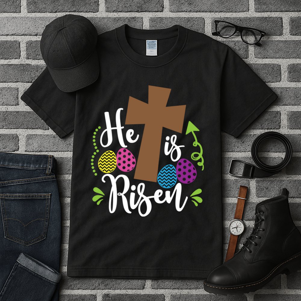 Easter He Is Risen Cross Tall T-Shirt