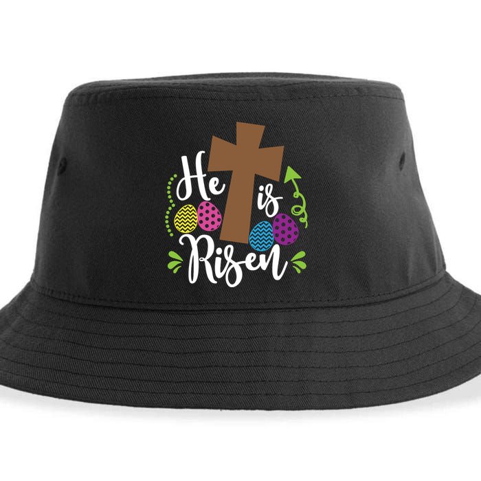 Easter He Is Risen Cross Sustainable Bucket Hat