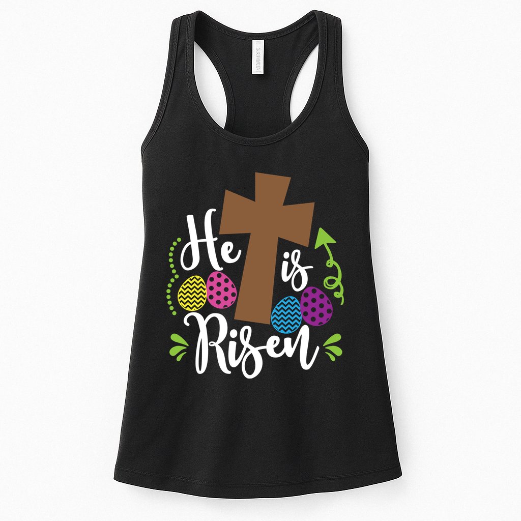 Easter He Is Risen Cross Womens Tank Top