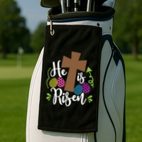 Easter He Is Risen Cross Golf Towel
