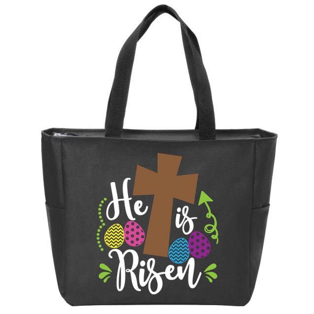 Easter He Is Risen Cross Zip Tote Bag