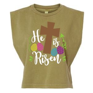 Easter He Is Risen Cross Garment-Dyed Women's Muscle Tee