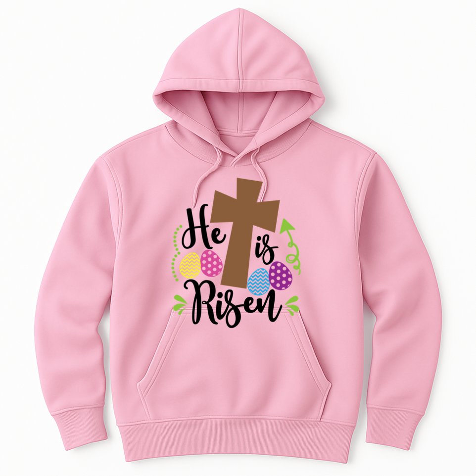 Easter He Is Risen Cross Hoodie