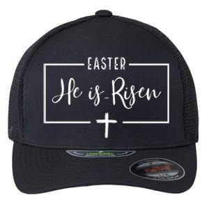 Easter He Is Risen Cross Christianity Flexfit Unipanel Trucker Cap