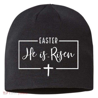 Easter He Is Risen Cross Christianity Sustainable Beanie