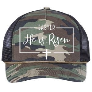 Easter He Is Risen Cross Christianity Retro Rope Trucker Hat Cap