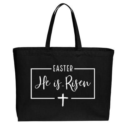 Easter He Is Risen Cross Christianity Cotton Canvas Jumbo Tote