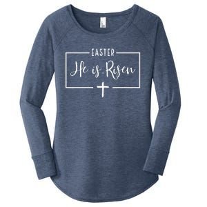 Easter He Is Risen Cross Christianity Women's Perfect Tri Tunic Long Sleeve Shirt