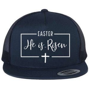 Easter He Is Risen Cross Christianity Flat Bill Trucker Hat