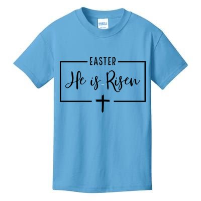 Easter He Is Risen Cross Christianity Kids T-Shirt