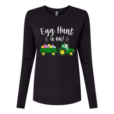 Egg Hunt Is On Tractor Easter Bunny rabbit Womens Cotton Relaxed Long Sleeve T-Shirt