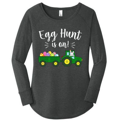 Egg Hunt Is On Tractor Easter Bunny rabbit Women's Perfect Tri Tunic Long Sleeve Shirt