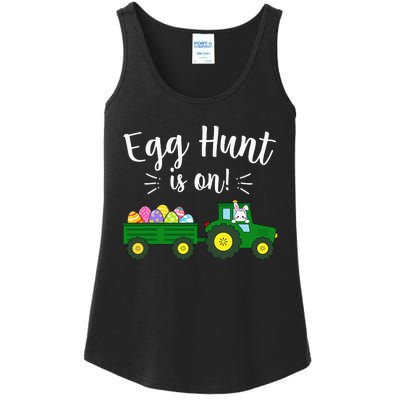 Egg Hunt Is On Tractor Easter Bunny rabbit Ladies Essential Tank