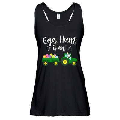 Egg Hunt Is On Tractor Easter Bunny rabbit Ladies Essential Flowy Tank