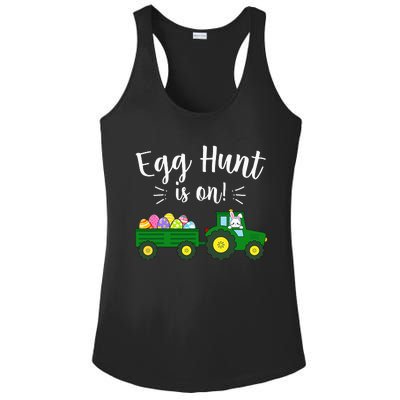 Egg Hunt Is On Tractor Easter Bunny rabbit Ladies PosiCharge Competitor Racerback Tank