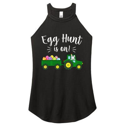 Egg Hunt Is On Tractor Easter Bunny rabbit Women's Perfect Tri Rocker Tank