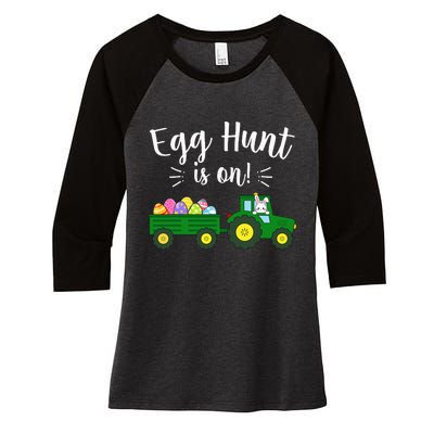 Egg Hunt Is On Tractor Easter Bunny rabbit Women's Tri-Blend 3/4-Sleeve Raglan Shirt