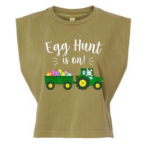 Egg Hunt Is On Tractor Easter Bunny rabbit Garment-Dyed Women's Muscle Tee