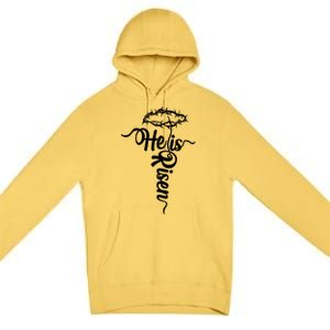 Easter He Is Risen Jesus Crown Of Thorns Cross Premium Pullover Hoodie