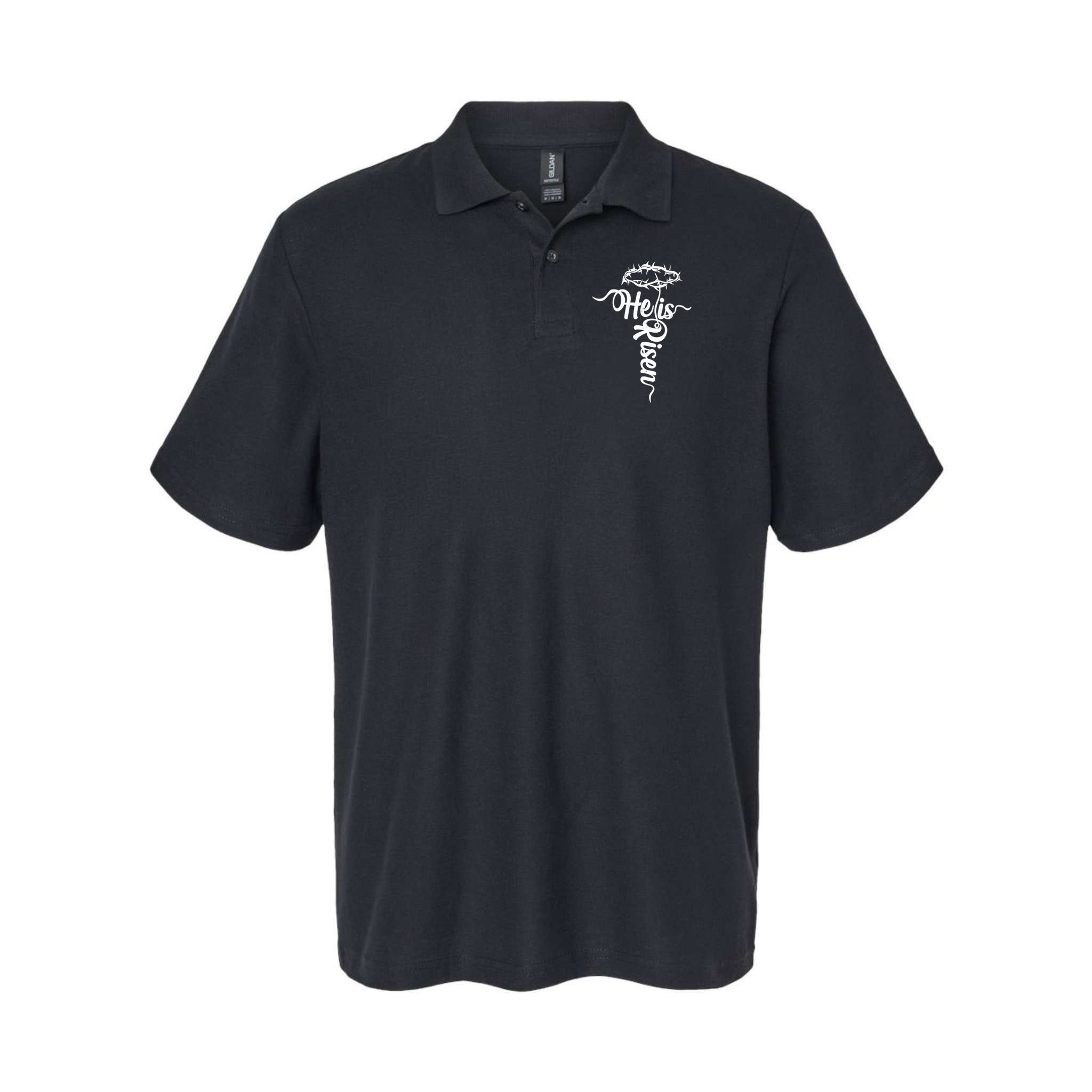 Easter He Is Risen Jesus Crown Of Thorns Cross Polo