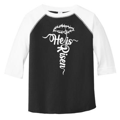 Easter He Is Risen Jesus Crown Of Thorns Cross Toddler Fine Jersey T-Shirt