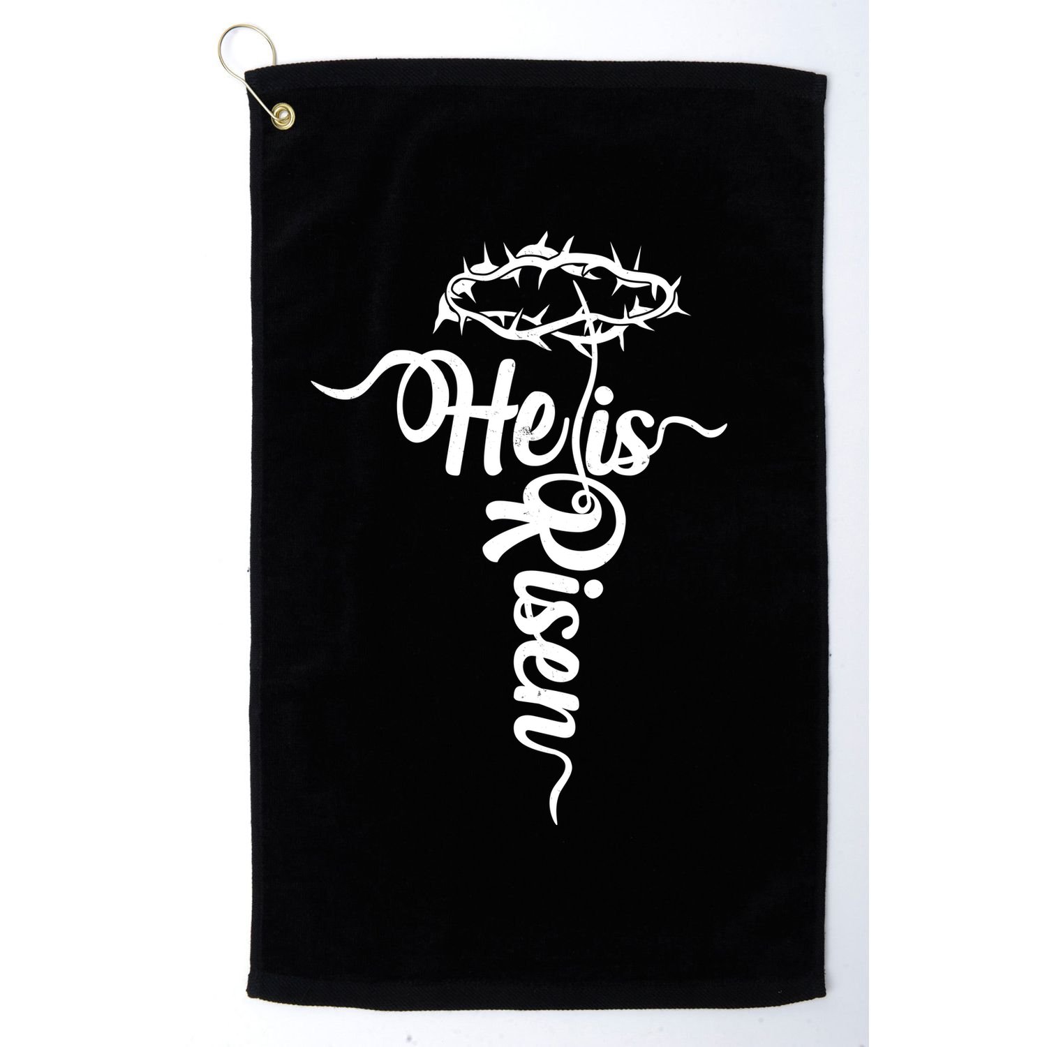 Easter He Is Risen Jesus Crown Of Thorns Cross Golf Towel