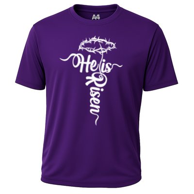 Easter He Is Risen Jesus Crown Of Thorns Cross Performance Shirt