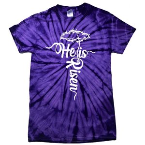 Easter He Is Risen Jesus Crown Of Thorns Cross Tie-Dye T-Shirt