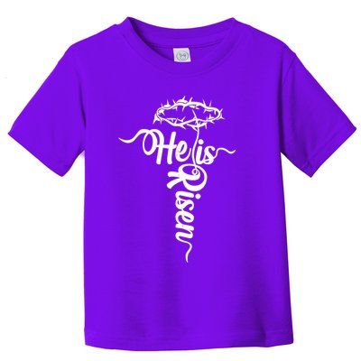 Easter He Is Risen Jesus Crown Of Thorns Cross Toddler T-Shirt