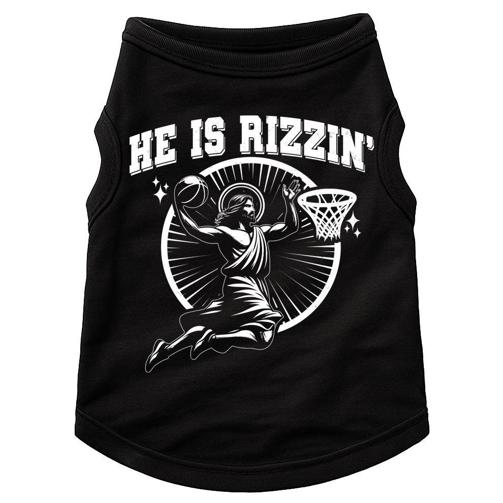 Easter He Is Rizzin Jesus Basketball Doggie Tank