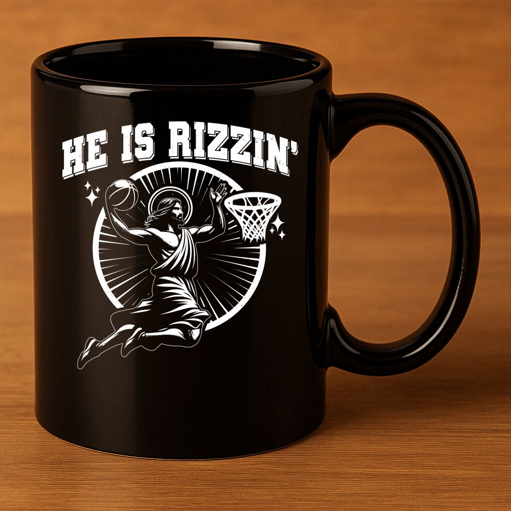 Easter He Is Rizzin Jesus Basketball 11oz C Handle Ceramic Mug