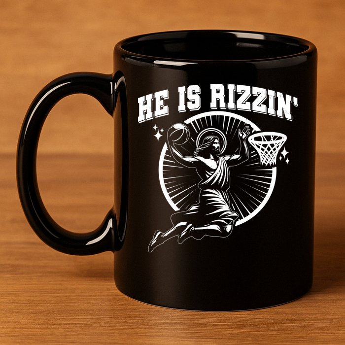 Easter He Is Rizzin Jesus Basketball 11oz C Handle Ceramic Mug