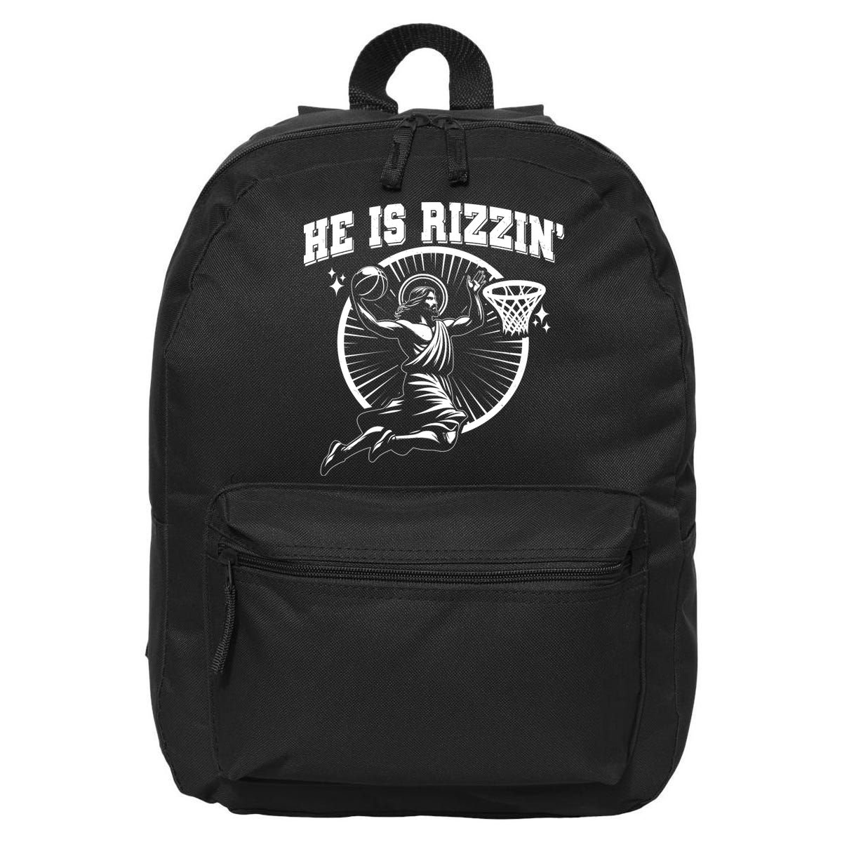 Easter He Is Rizzin Jesus Basketball 16 in Basic Backpack