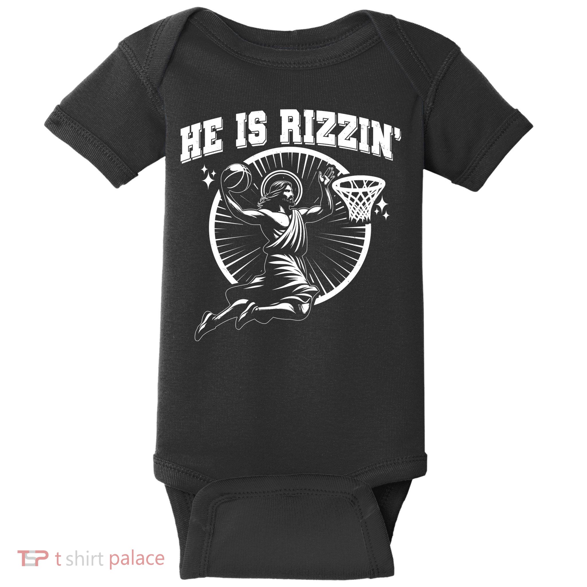 Easter He Is Rizzin Jesus Basketball Baby Bodysuit
