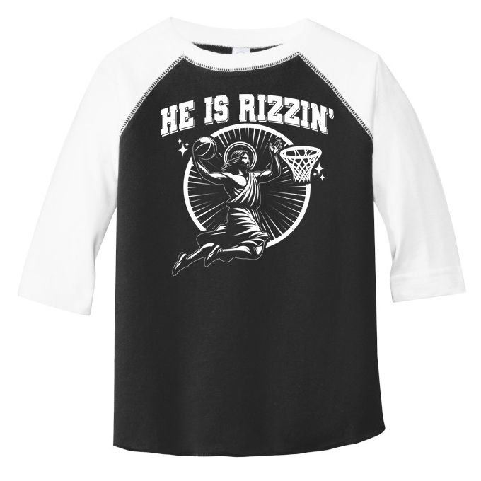 Easter He Is Rizzin Jesus Basketball Toddler Fine Jersey T-Shirt