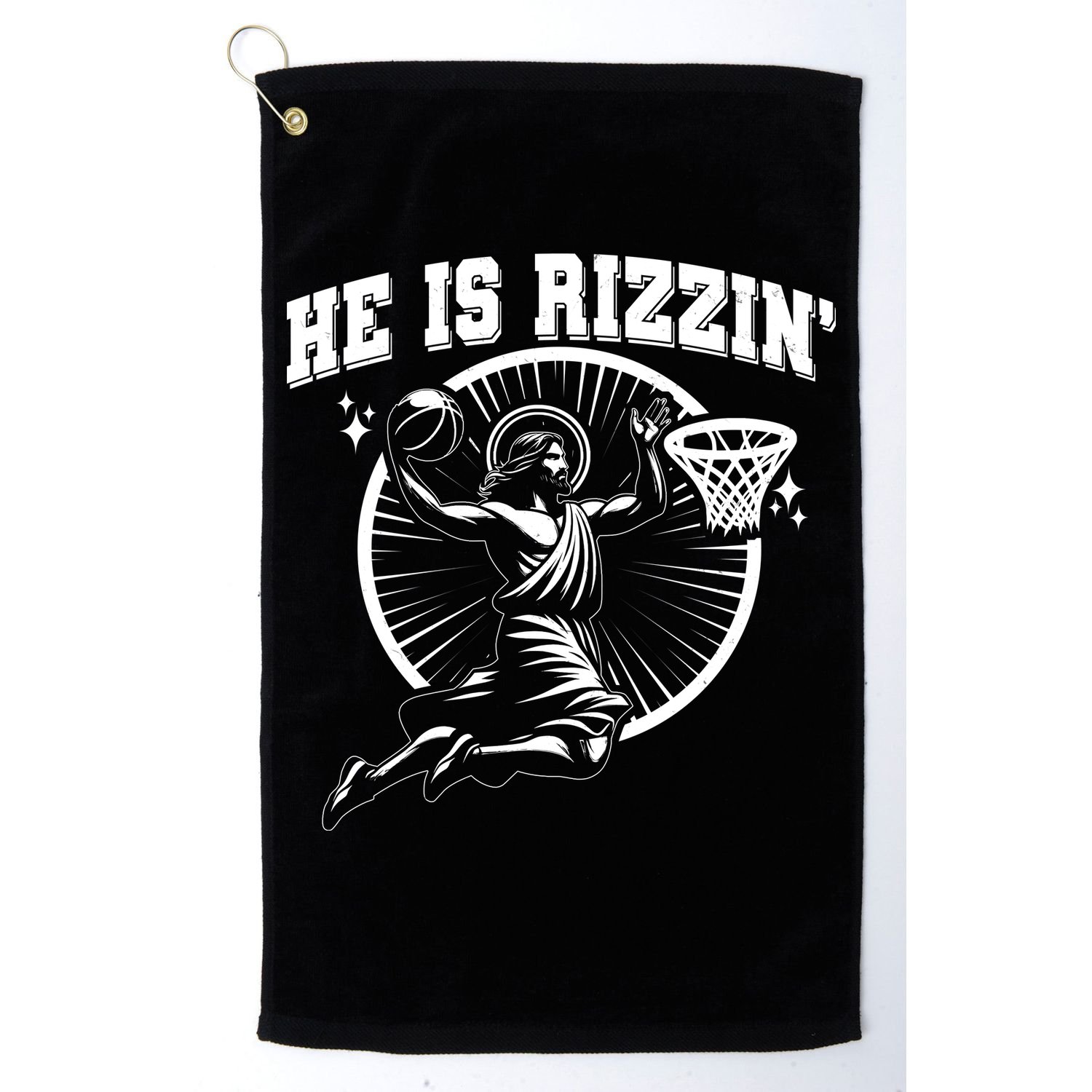 Easter He Is Rizzin Jesus Basketball Golf Towel