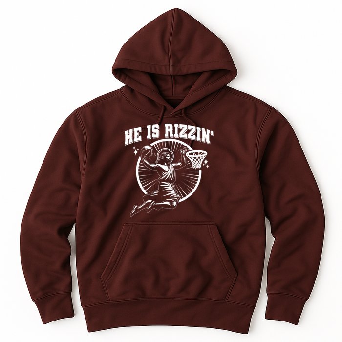 Easter He Is Rizzin Jesus Basketball Hoodie
