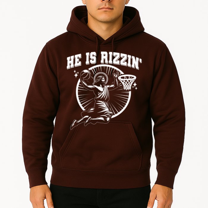 Easter He Is Rizzin Jesus Basketball Hoodie