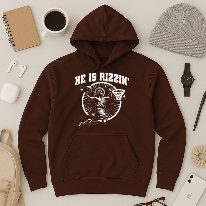Easter He Is Rizzin Jesus Basketball Hoodie
