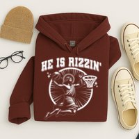 Easter He Is Rizzin Jesus Basketball Hoodie