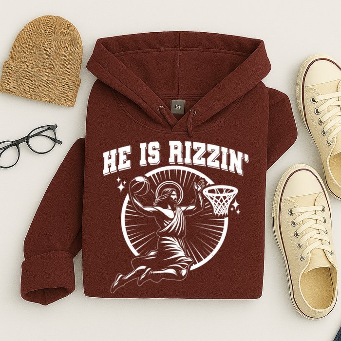 Easter He Is Rizzin Jesus Basketball Hoodie