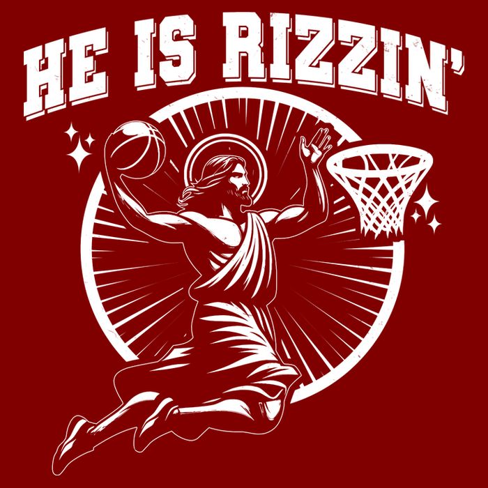 Easter He Is Rizzin Jesus Basketball Hoodie