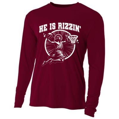 Easter He Is Rizzin Jesus Basketball Cooling Performance Long Sleeve Crew